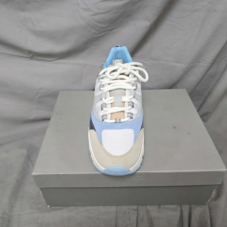BOXED PAIR OF CLEENS AERO RUNNER TRAINERS IN WHITE/BLUE MULTI - UK 10