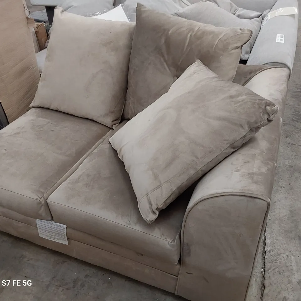 TWO SEATER SECTION WITH SCATTER CUSHIONS MINK PLUSH FABRIC