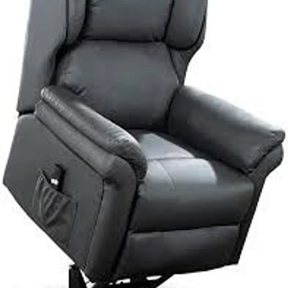 BOXED SLATE FAUX LEATHER RISE & RECLINE EASY CHAIR (2 BOXES)