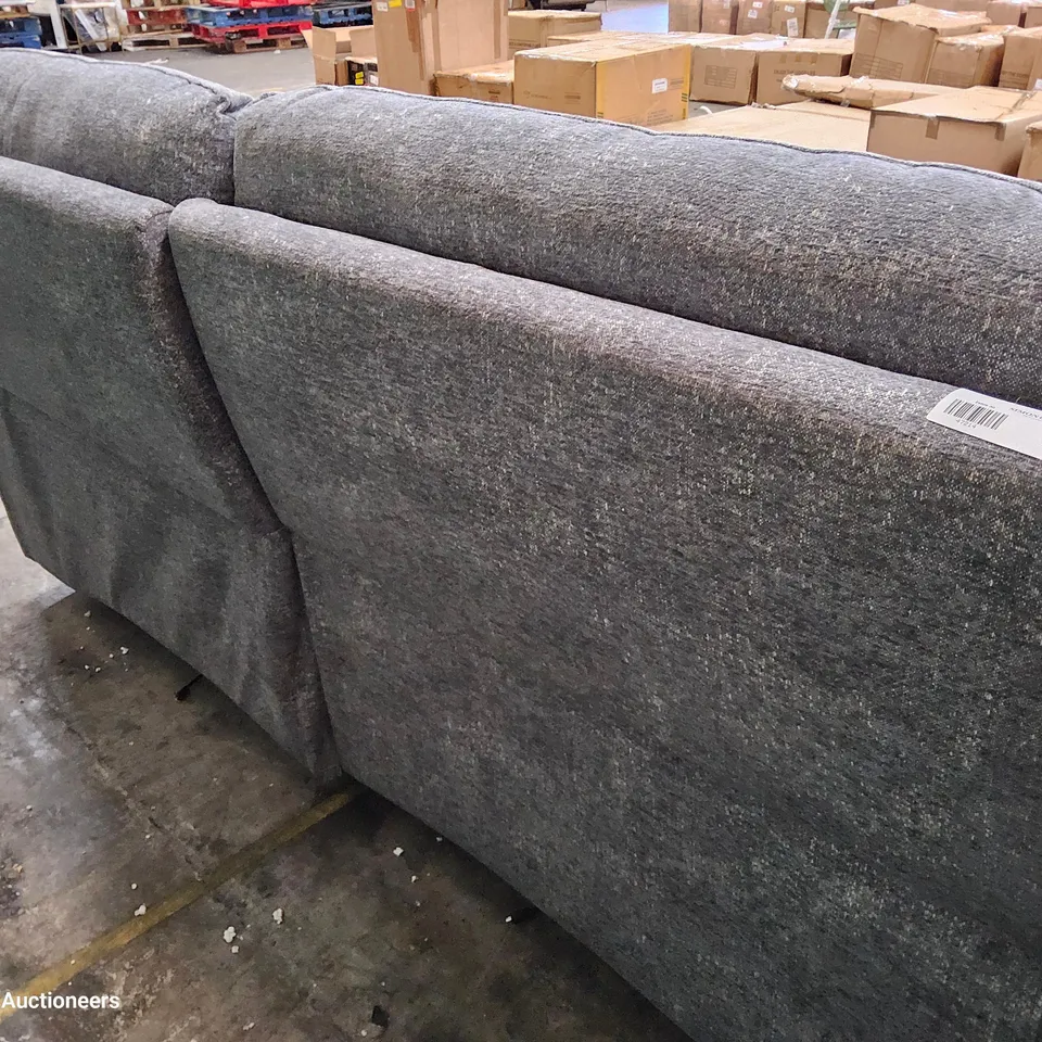 QUALITY ITALIAN DESIGNER ERIBA DOUBLE POWER RECLINING THREE SEATER SOFA GREY FABRIC 