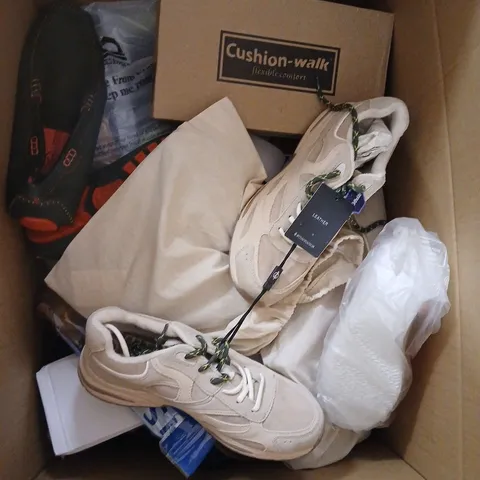 BOX OF APPROXIMATELY 12 PAIRS OF ASSORTED SHOES IN VARIOUS COLOUR, STYLES AND SIZES