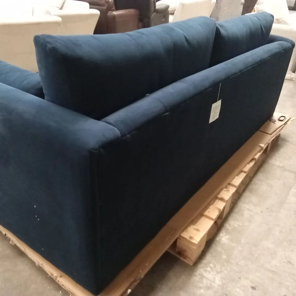 DANETTI 3 SEATER BLUE VELVET SOFA