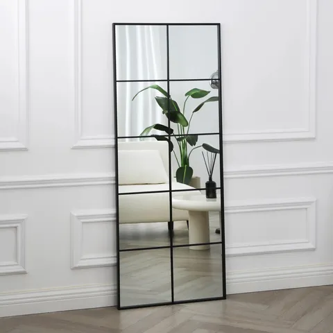 BOXED AION RECTANGLE METAL WALL MIRROR - BLACK FRAME // SIZE: 150cm x 60cm (1 BOX)