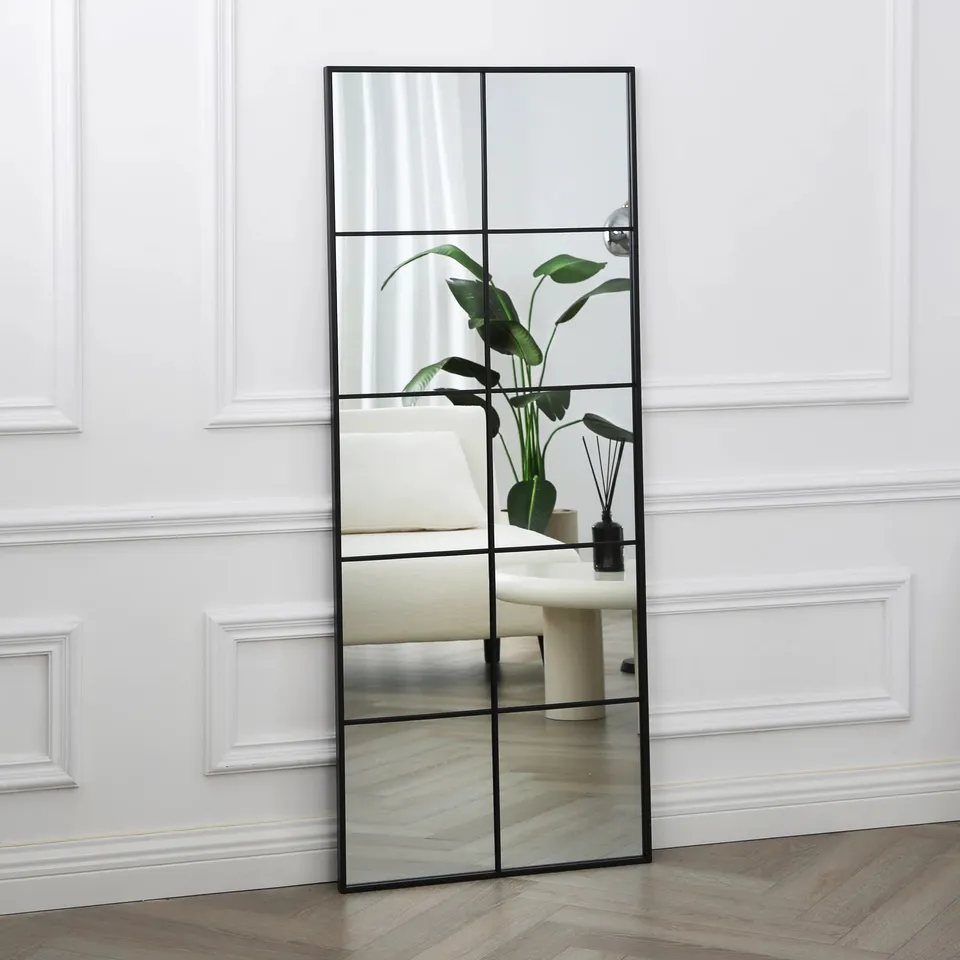 BOXED AION RECTANGLE METAL WALL MIRROR - BLACK FRAME // SIZE: 150cm x 60cm (1 BOX)