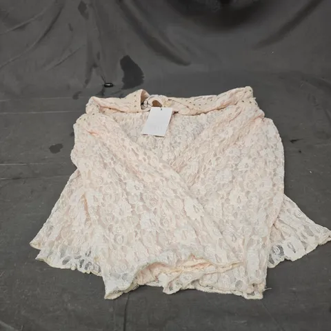 ZARA LACE TOP – PINK/BEIGE, UK SIZE S