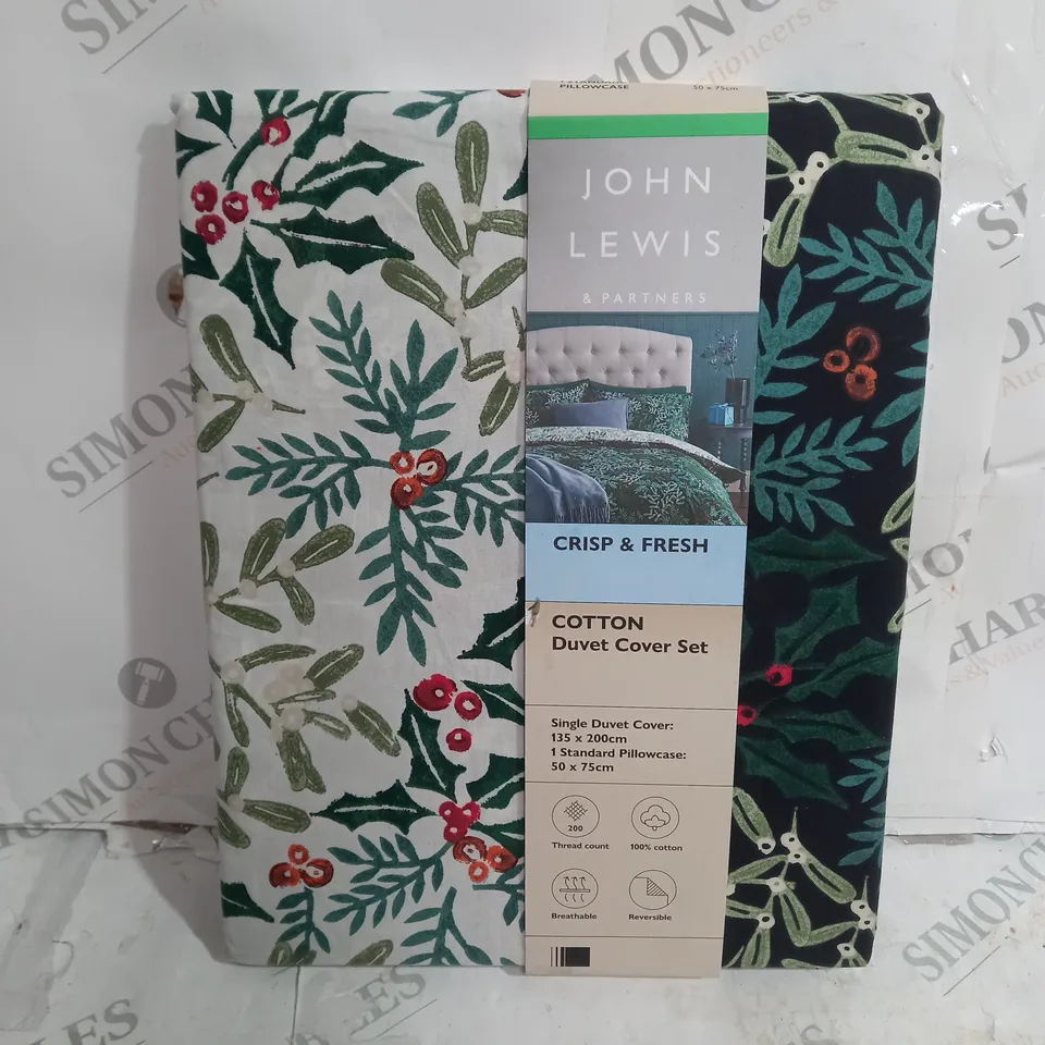 JOHN LEWIS COTTON DUVET COVER SET - SINGLE SIZE