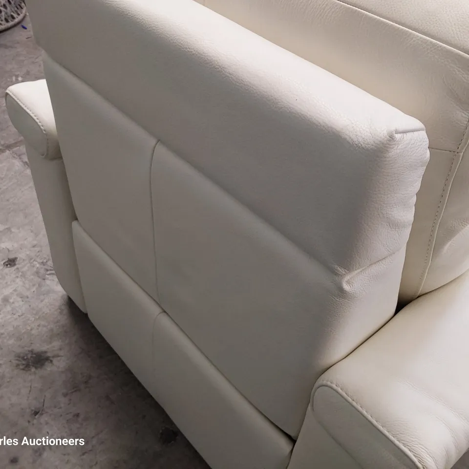 QUALITY ITALIAN DESIGNER ADRIANO POWER RECLINING EASY CHAIR WHITE LEATHER 