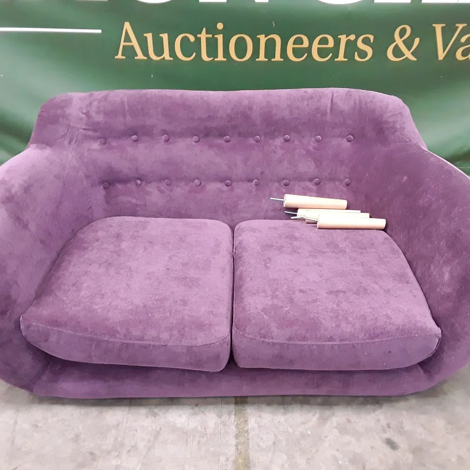 QUALITY DESIGNER MILLICENT 2 SEATER MADE TO ORDER 2 SEATER SOFA - PURPLE FABRIC