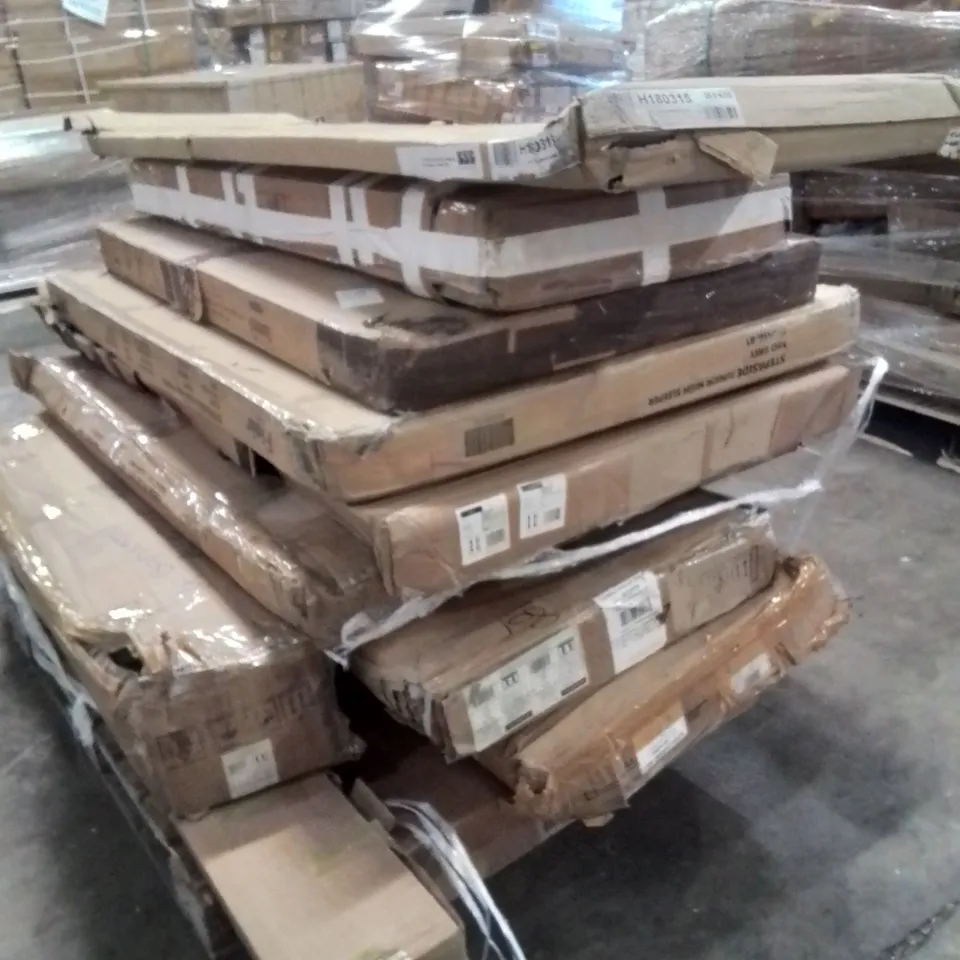 PALLET OF ASSORTED FURNITURE PARTS TO INCLUDE;HIGH SLEEPER BED,DINING TABLE,TABLE