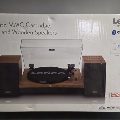 LENCO LS-310WD (V2) TURNTABLE WITH MMC CARTRIDGE, BLUETOOTH AND WOODEN SPEAKERS