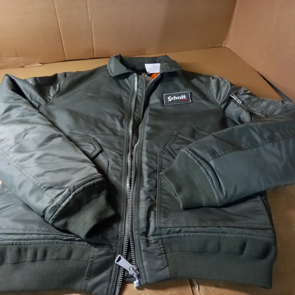 SCHOTT KHAKI BOMBER JACKET - SIZE L