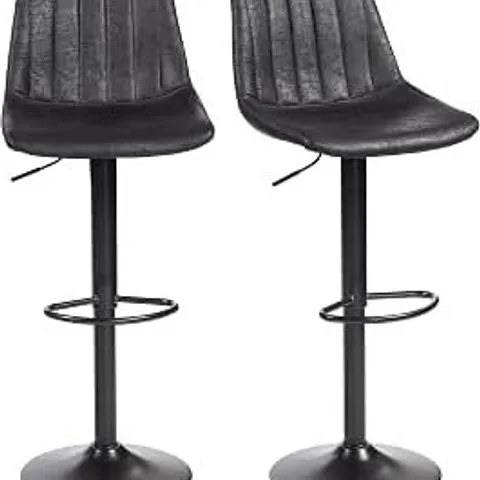 BOXED HOMCOM BAR STOOLS SET OF 2, HEIGHT ADJUSTABLE, LEATHAIRE, BLACK