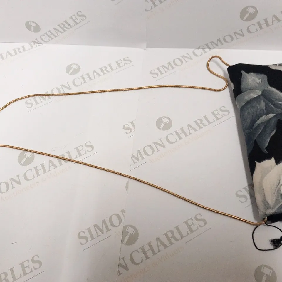 LANVIN GREY, BLACK ROSE AND SATIN GOLD CHAIN BAG