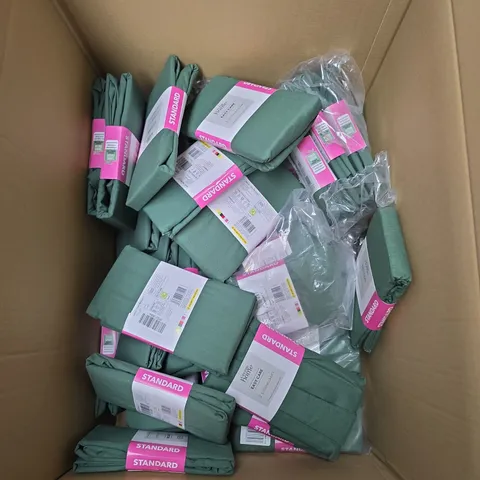 LARGE BOX OF APROX 40 ASSORTED EASY CARE PILLOW CASES