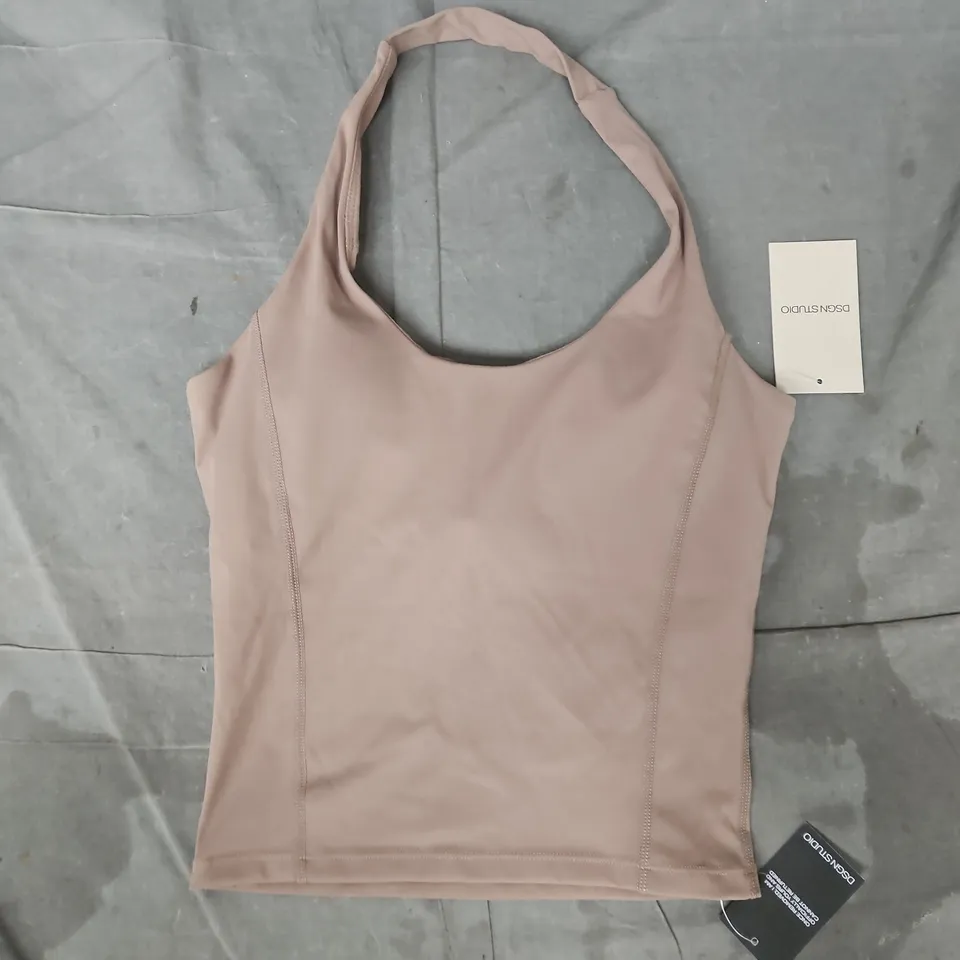 DSGN STUDIO ULTRA SCULPT SEAM DETAIL PADDED HALTERNECK TOP IN TAUPE SIZE SMALL