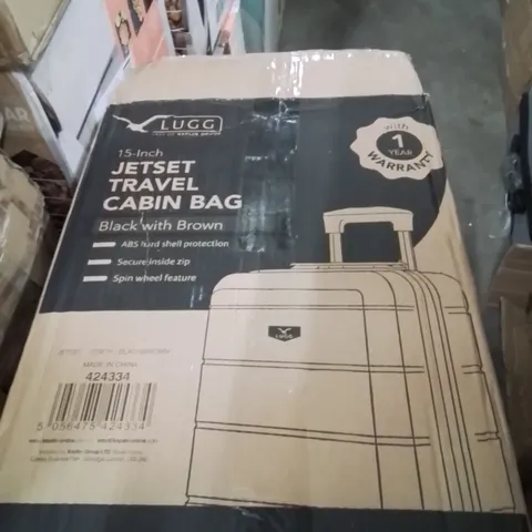 BOXED LUGG 15INCH JETSET TRAVEL CABIN BAG BLACK WITH BROWN
