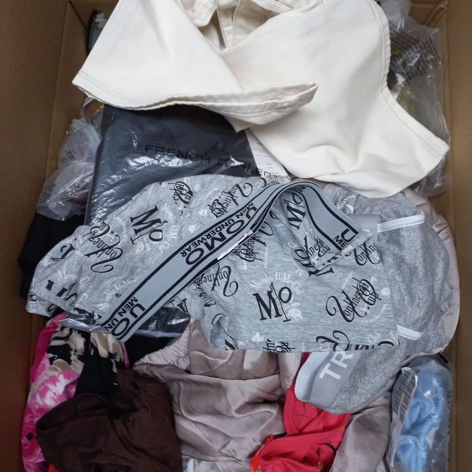 APPROXIMATELY 25 ASSORTED CLOTHING PRODUCTS IN VARIOUS STYLES & SIZES 