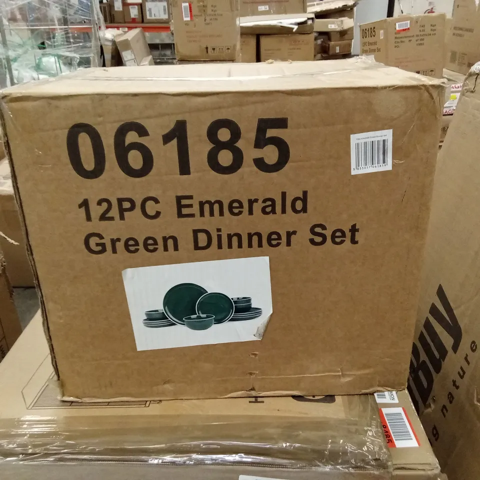 BOXED 12pc EMERALD GREEN DINNER SET (1 BOX)
