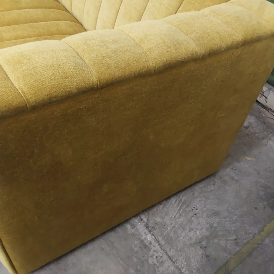 DESIGNER TWO SEATER RIBBED SOFA GOLD PLUS FABRIC