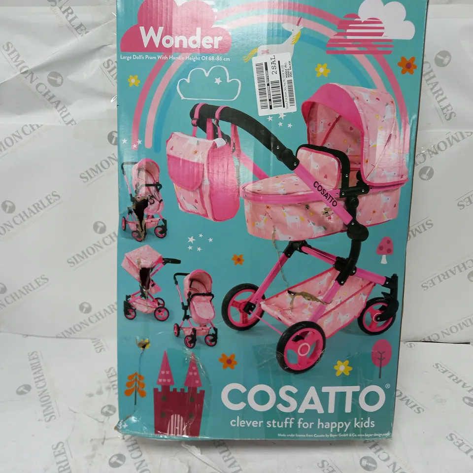 BOXED AND SEALED UNICORN PRINT WONDER DOLL PRAM RRP £54.99