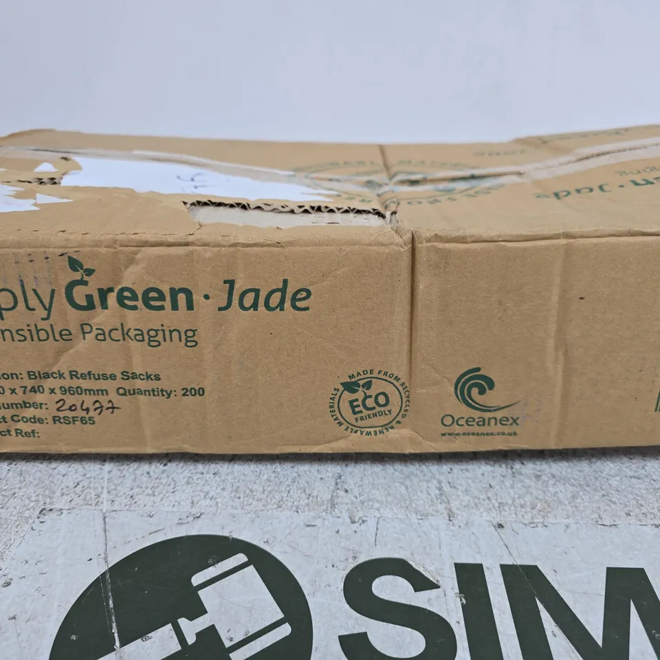 BOXED SIMPLY GREEN JADE BLACK REFUSE SACKS (APPROX 200)