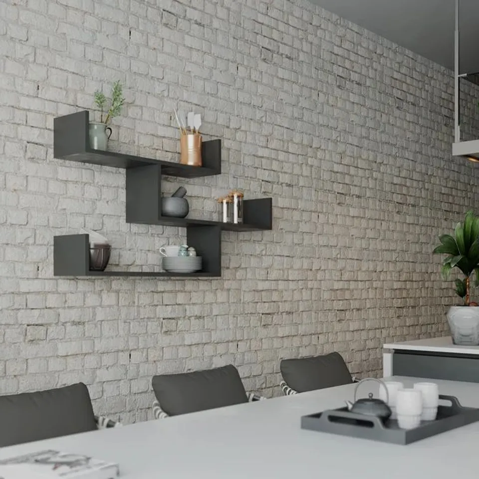 BOXED TIBET WALL MOUNTED MODERN BOOKCASE DISPLAY UNIT W 119CM - ANTHRACITE 