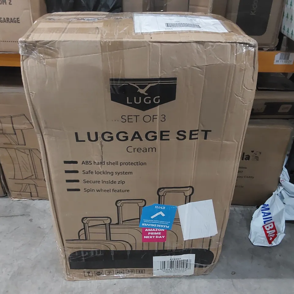 BOXED LUGG SET OF APPROXIMATELY 3 TRAVEL SUITCASES - CREAM