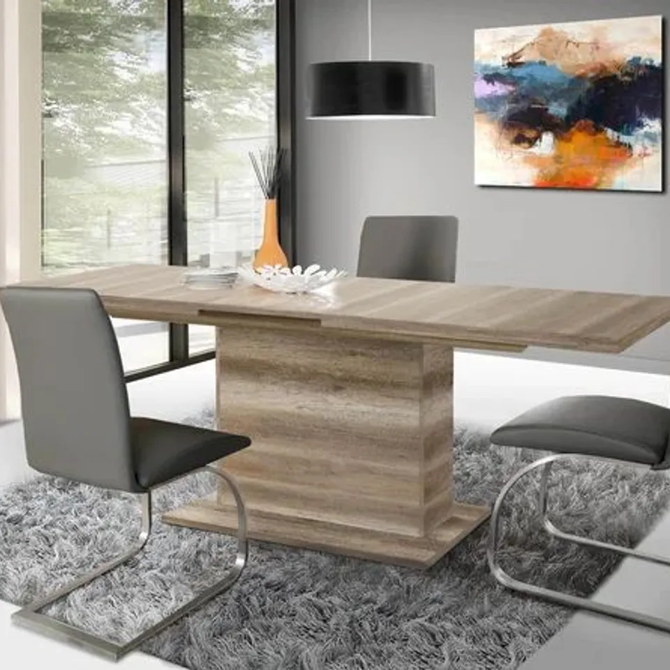 BOXED PASILLAS EXTENDABLE DINING TABLE - SAND OAK (2 BOXES)