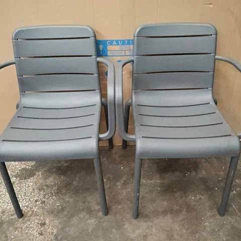 PAIR OF GREY PLASTIC OUTDOOR CHAIRS