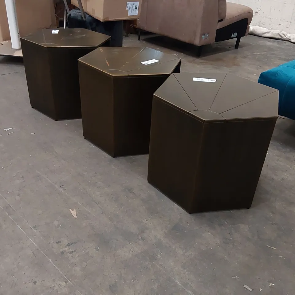 SET OF 3 DESIGNER METAL SIDE TABLES (3 ITEMS)