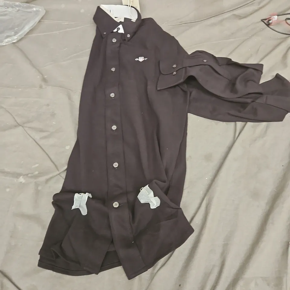 GANT REG JERSEY PIQUE SHIRT – BLACK, MEN'S SIZE M