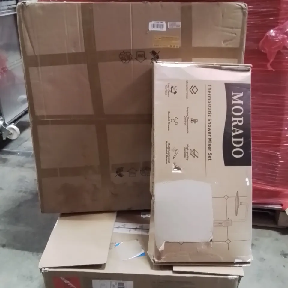 PALLET OF ASSORTED HOUSEHOLD GOODS AND PRODUCTS TO INCLUDE;LED LIGHT,AWOLMVISION MOTORISED SLIDER TRAY,THERMOSTATIC SHOWER SET