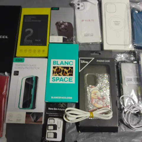 LOT OF ASSORTED MOBILE PHONE ACCESSORIES TO INCLUDE CASES, SCREEN PROTECTORS AND CABLES