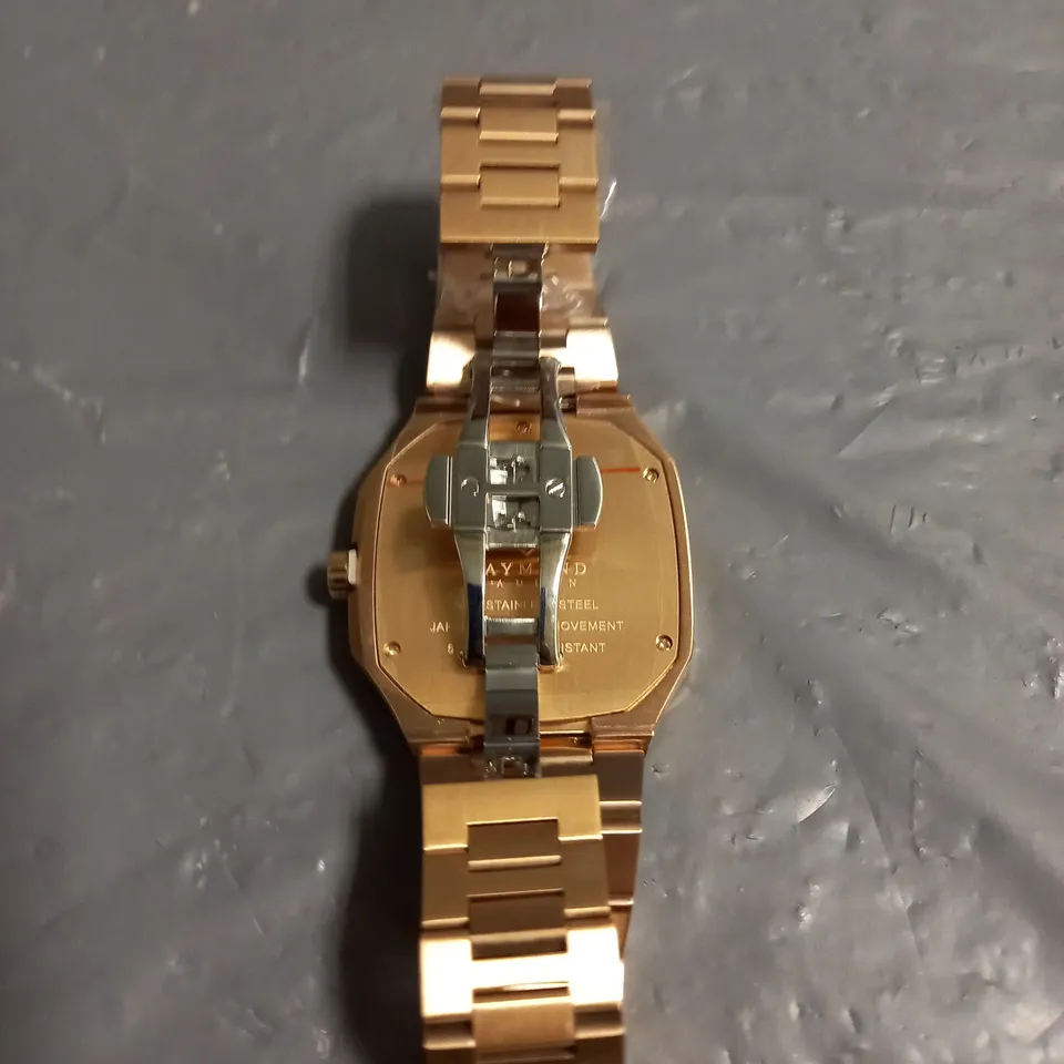 BOXED RAYMOND GAUDIN WATCH DAY DATE SUB DIALS STAINLESS STEEL STRAP