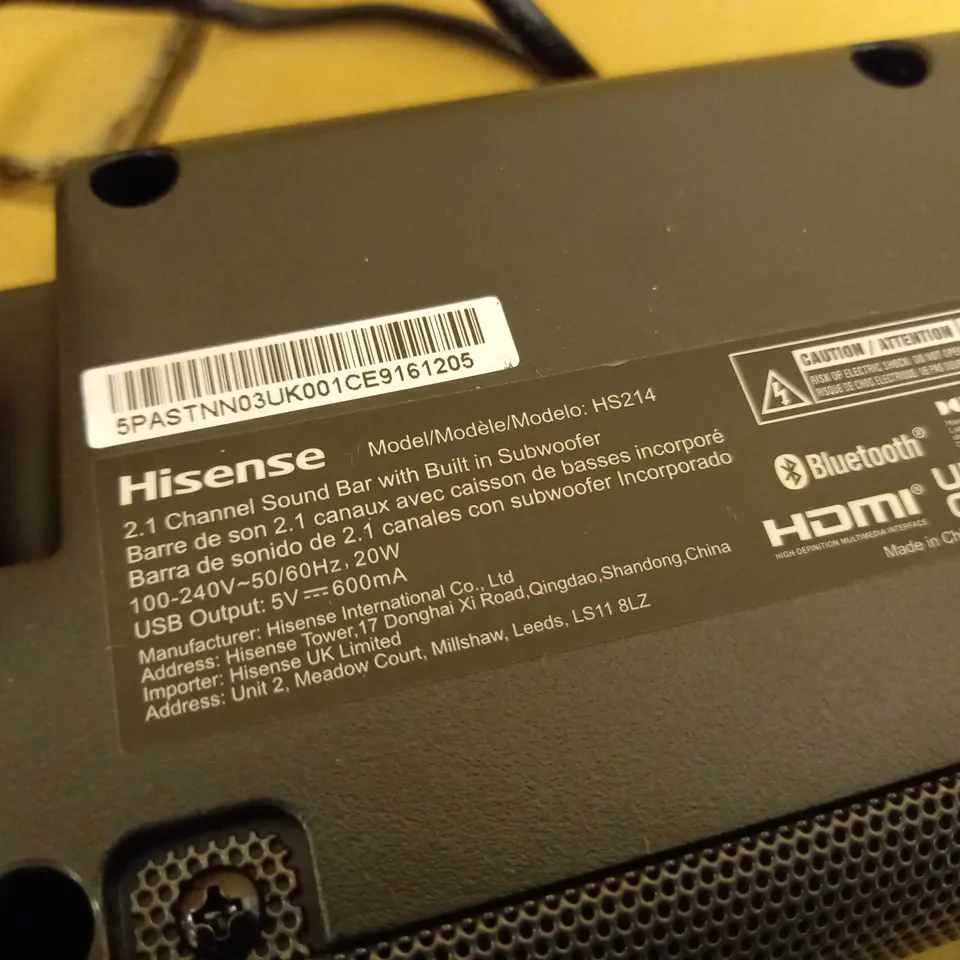 HISENSE BLACK SOUND BAR