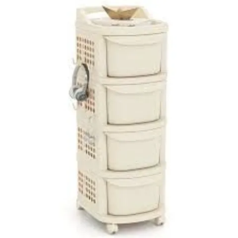 BOXED COSTWAY FLOOR-MOUNTED BATHROOM SHELF PLASTIC 38X32X86CM WHITE