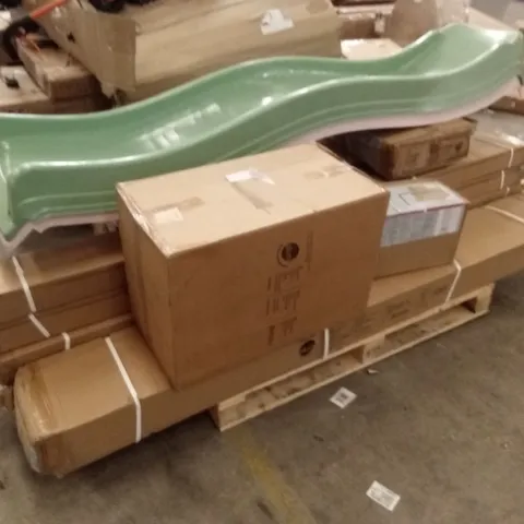 PALLET OF ASSORTED PLUM INCOMPLETE OUTDOOR PLAY SET PARTS AND PIECES