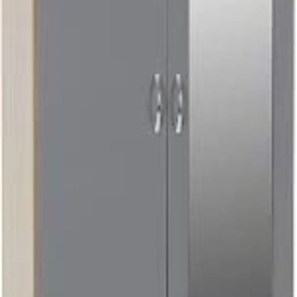 BOXED NEVADA MIRRORED 2 DOOR WARDROBE 1596X434X128MM (2 BOXES)