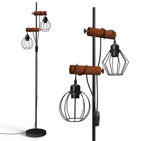 BOXED MODERN FLOOR LAMP 2-LIGHT FREESTANDING METAL LIGHT ADJUSTABLE READING LIGHT