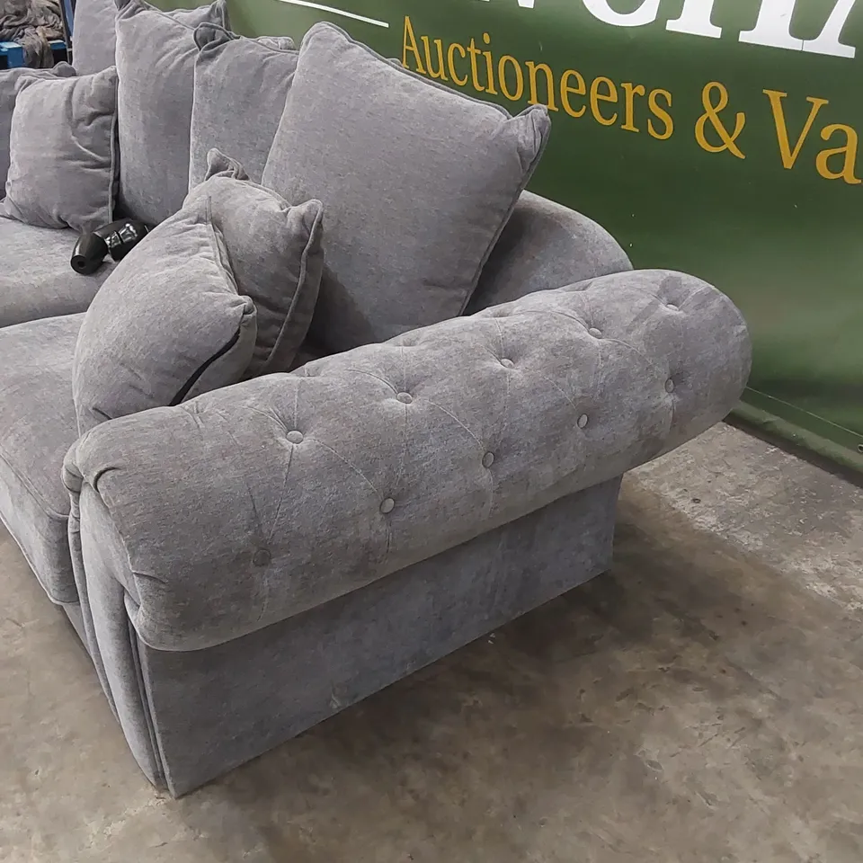 WINDSOR 3 SEATER FABRIC SCATTER BACK SOFA - GREY RRP £949