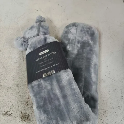 COUNTRY CLUB GREY FAUX FUR HOT WATER BOTTLE COVER