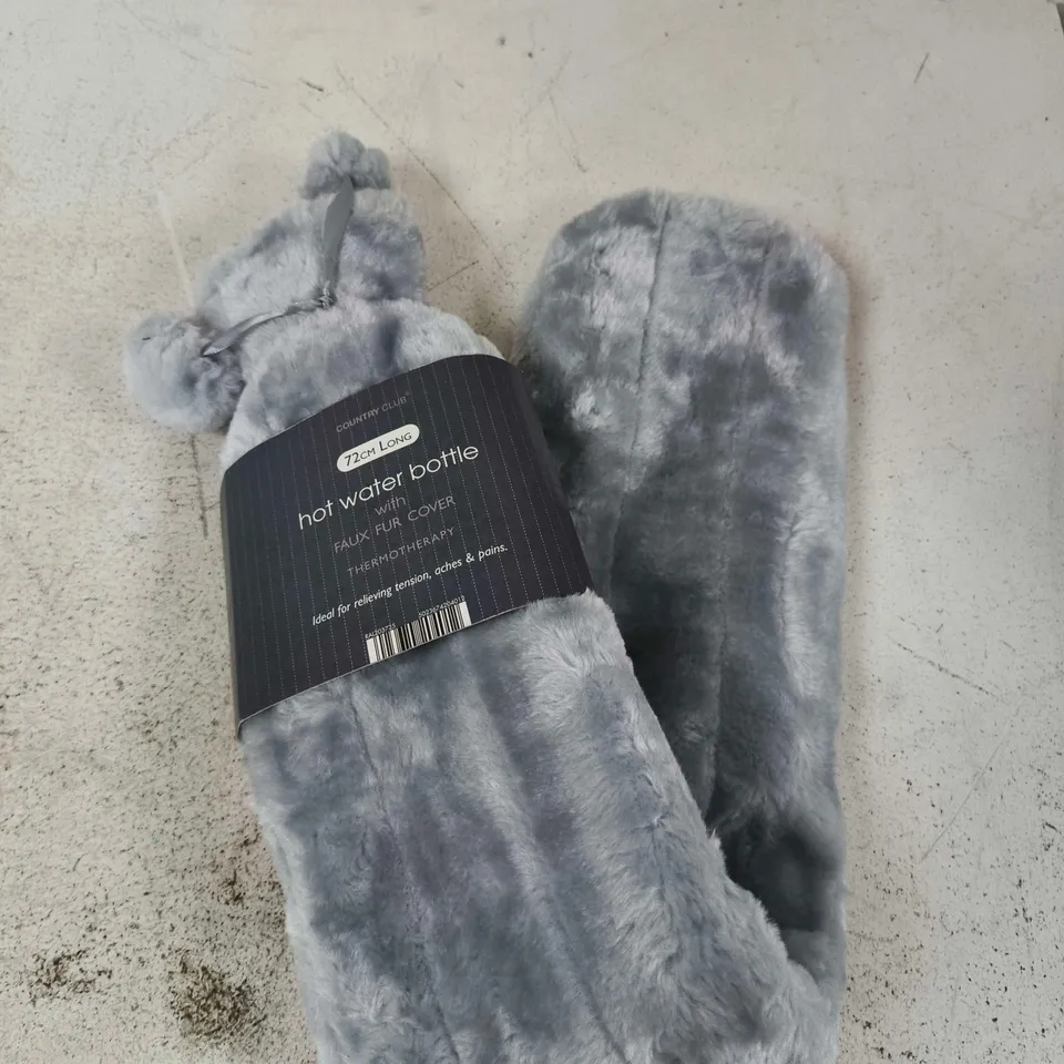 COUNTRY CLUB GREY FAUX FUR HOT WATER BOTTLE COVER