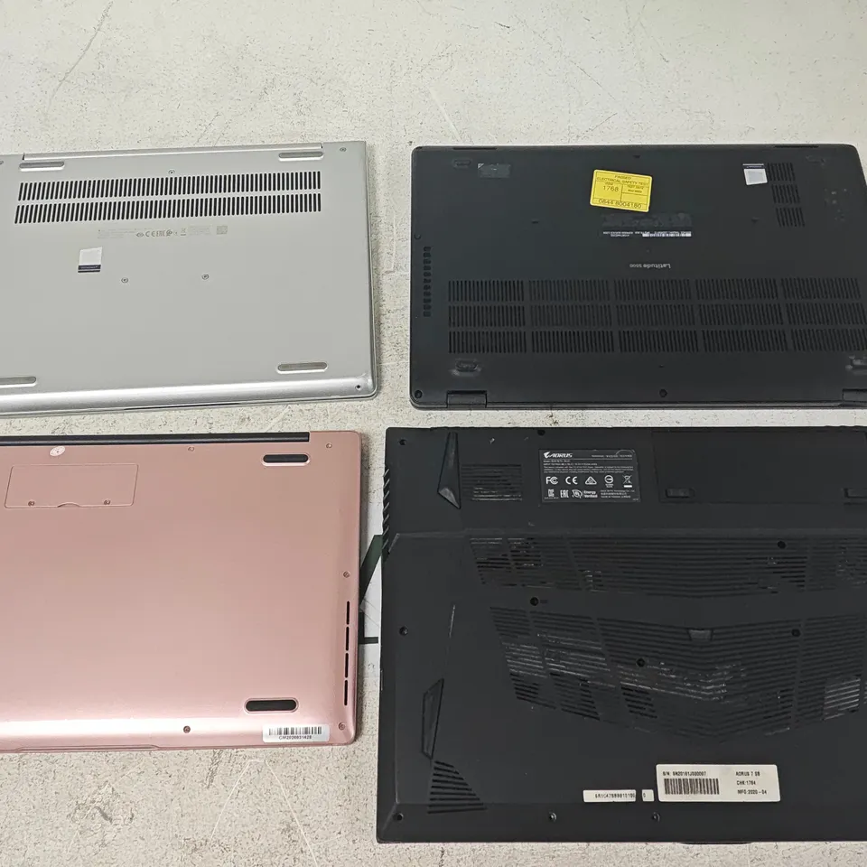 LOT OF 4 ASSORTED LAPTOPS TO INCLUDE HP, DELL AND AOURUS