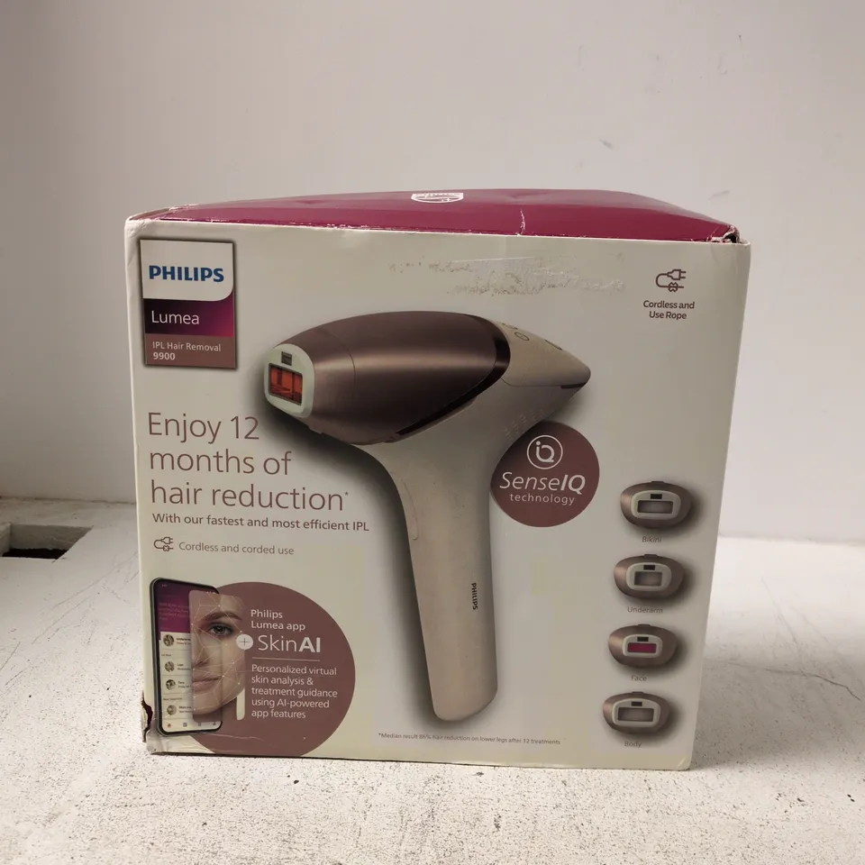 PHILIPS LUMEA IPL HAIR REMOVAL DEVICE 9900 – BOXED