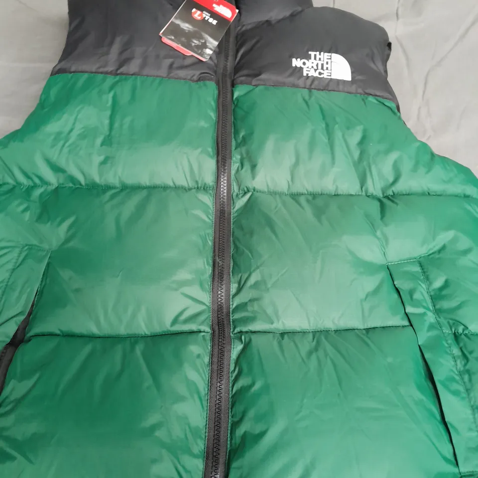 THE NORTH FACE PADDED GILET, BLACK/GREEN - SIZE L