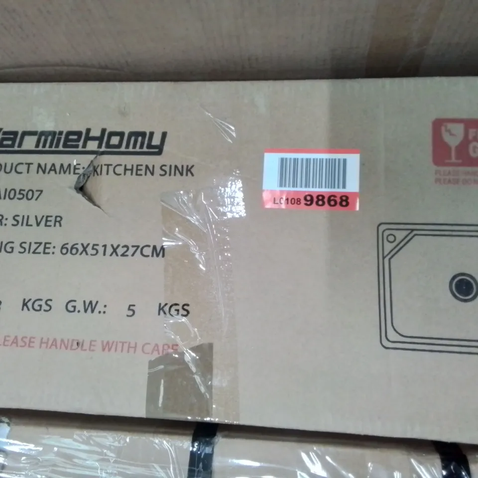 BOXED KITCHEN SINK IN SILVER - 60X45CM