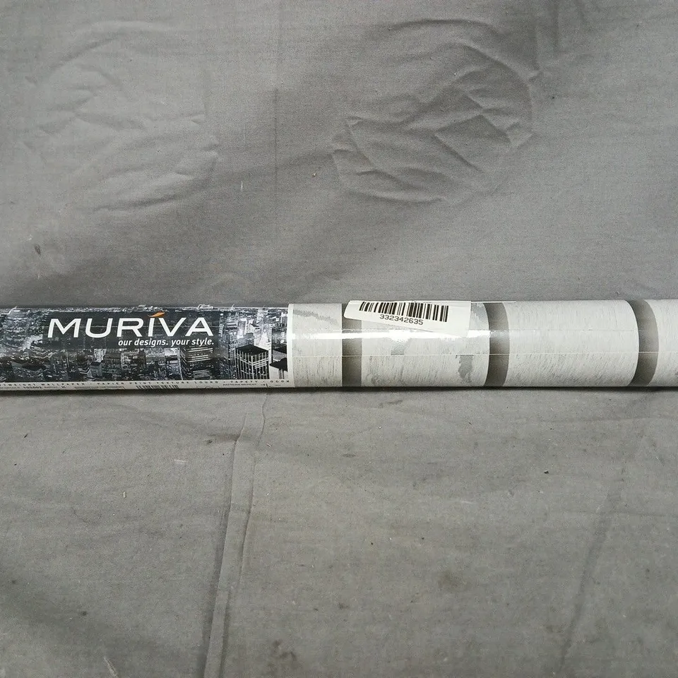 MURIVA WOODGRAIN PANEL WALLPAPER ROLL IN GREY (10.5M X 0.53M)