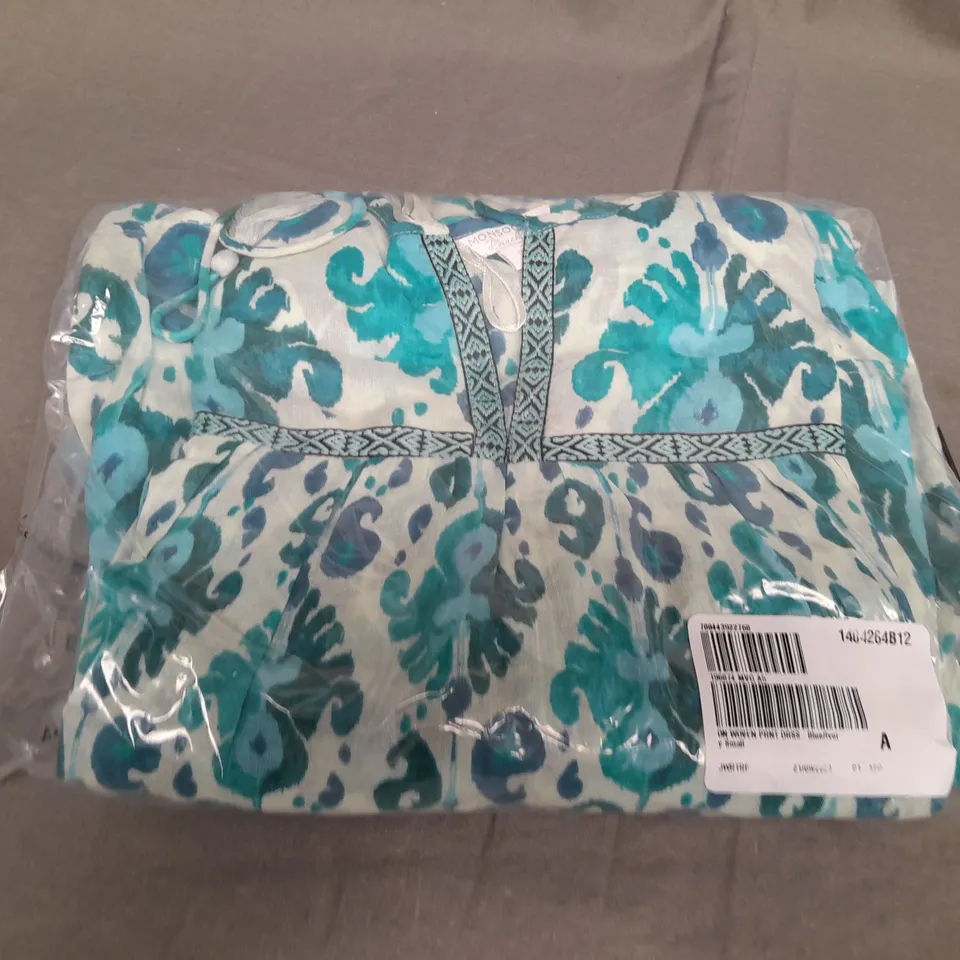 SEALED MONSOON WOVEN LIGHT BLUE PRINT DRESS - SMALL