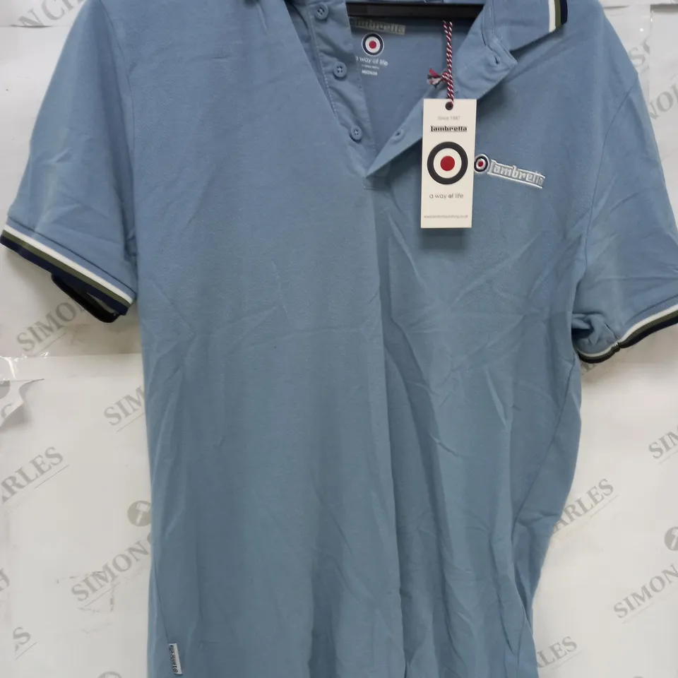 LAMBRETTA LIGHT BLUE POLO T-SHIRT - SIZE M