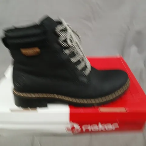 RIEKER BLACK LEATHER WOMEN'S ANKLE BOOTS - SIZE 37